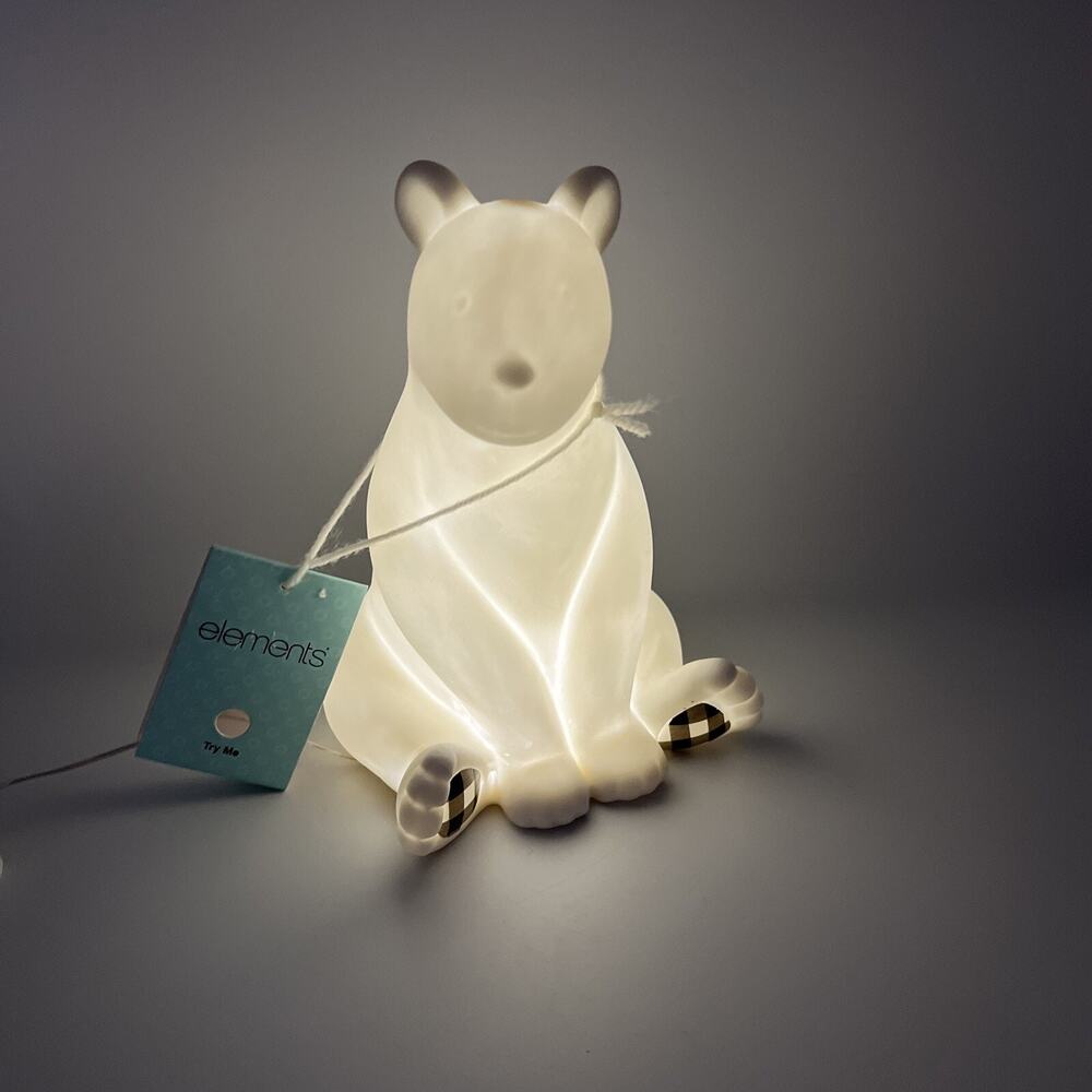 Ceramic LED Bear Christmas‎ Holiday White Figurine 8” Tall Decoration Figure